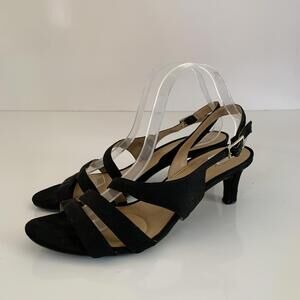 Classic Black Strappy Slingback Heels - Women
